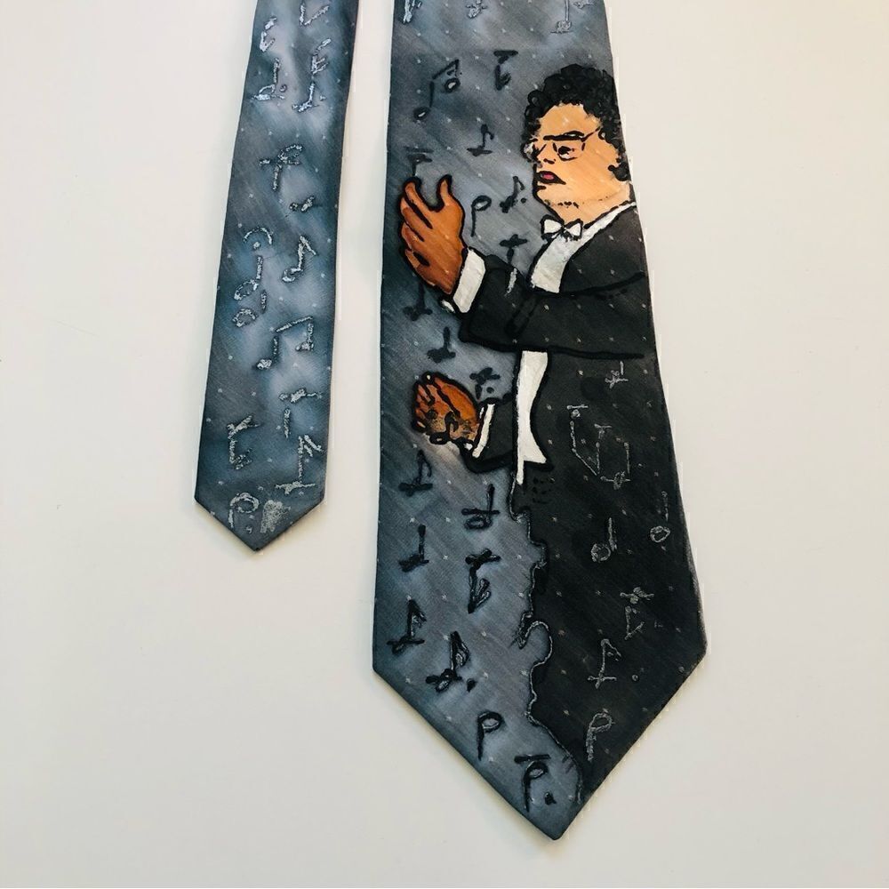 James Levine M&K Hand painted silk necktie